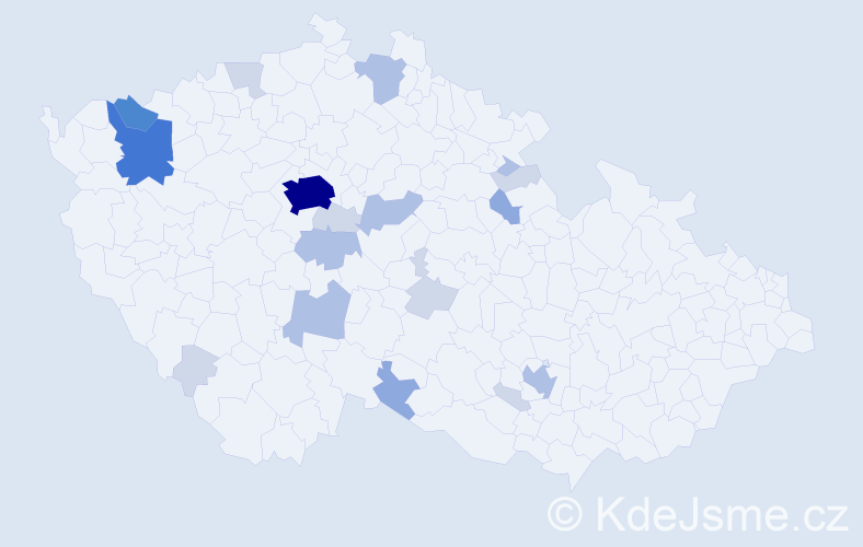 Příjmení: 'Tranta', počet výskytů 54 v celé ČR