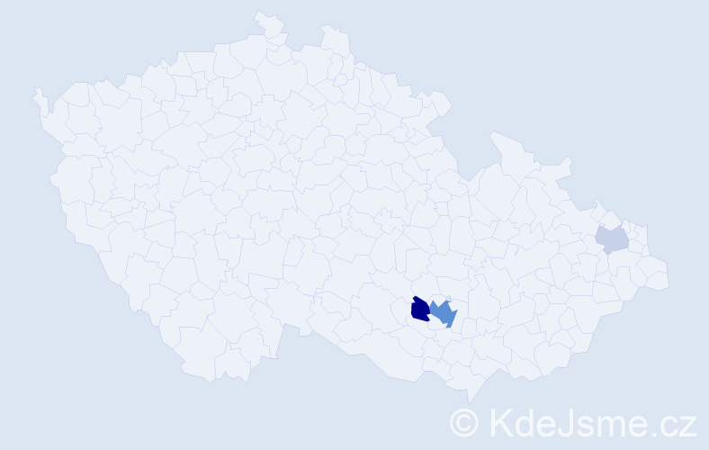 Příjmení: 'Vězda', počet výskytů 18 v celé ČR