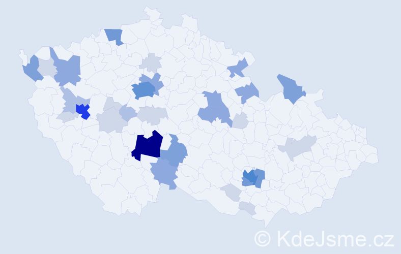 Příjmení: 'Pošvář', počet výskytů 95 v celé ČR