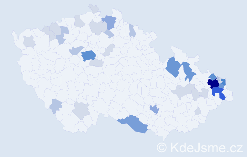 Příjmení: 'Lesniak', počet výskytů 106 v celé ČR
