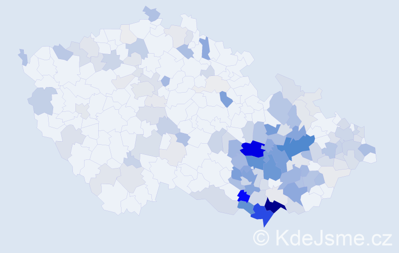 Příjmení: 'Opluštilová', počet výskytů 567 v celé ČR