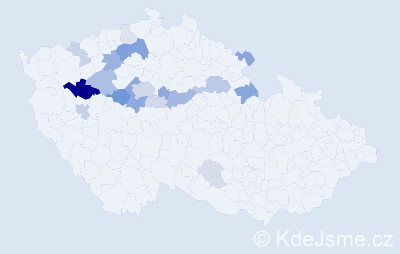Příjmení: 'Rusá', počet výskytů 55 v celé ČR