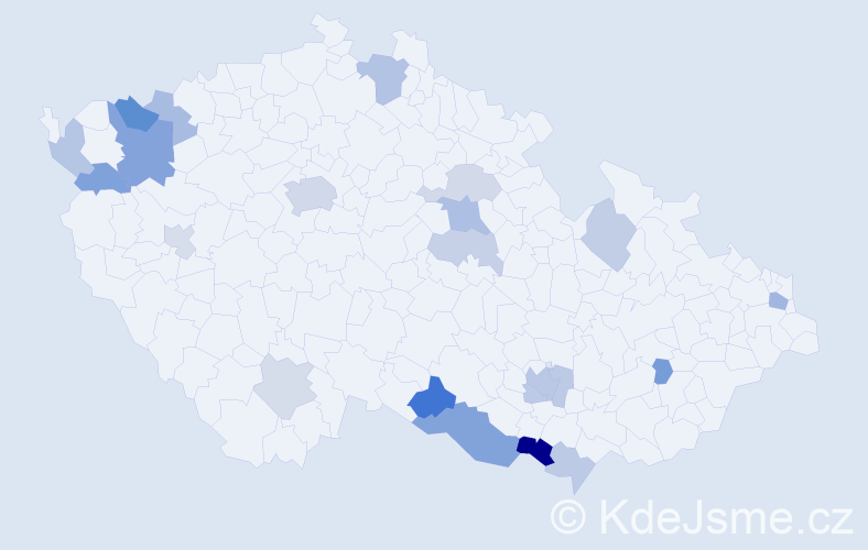 Příjmení: 'Jelinek', počet výskytů 41 v celé ČR