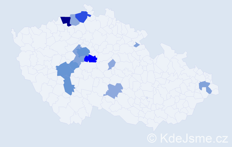Příjmení: 'Kunteová', počet výskytů 40 v celé ČR