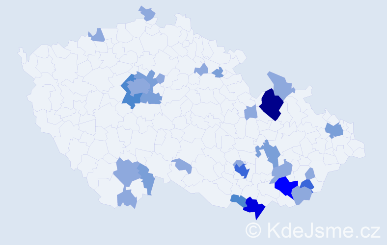 Příjmení: 'Merčáková', počet výskytů 58 v celé ČR