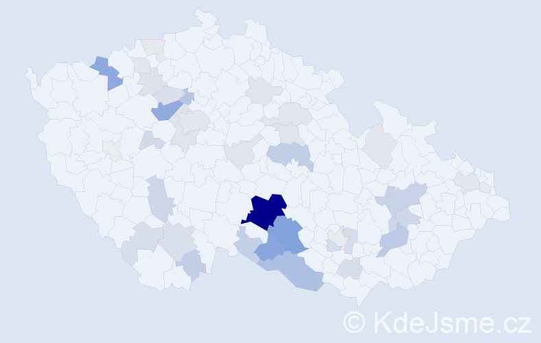 Příjmení: 'Varhaník', počet výskytů 139 v celé ČR