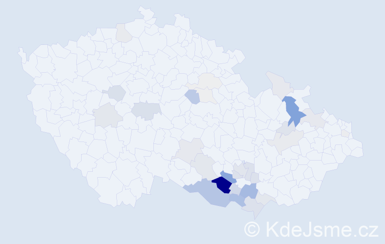 Příjmení: 'Čepera', počet výskytů 107 v celé ČR