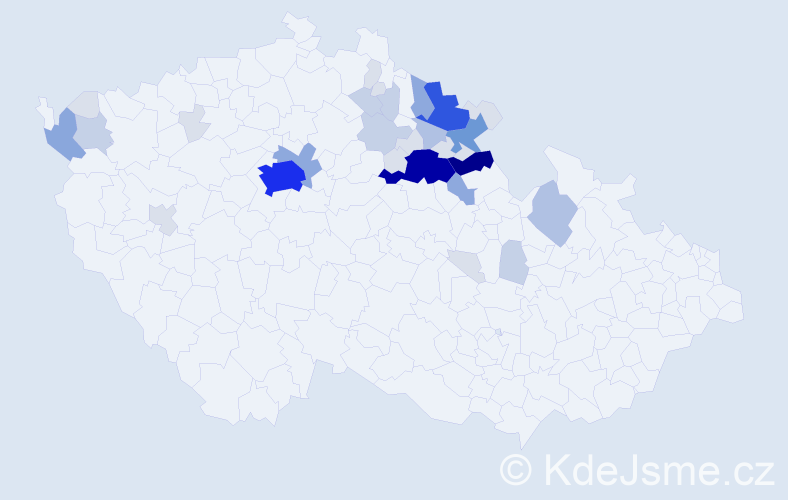 Příjmení: 'Zilvar', počet výskytů 127 v celé ČR