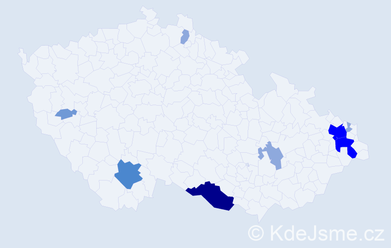 Příjmení: 'Zrun', počet výskytů 22 v celé ČR