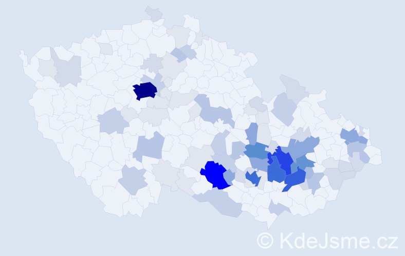 Příjmení: 'Jura', počet výskytů 315 v celé ČR