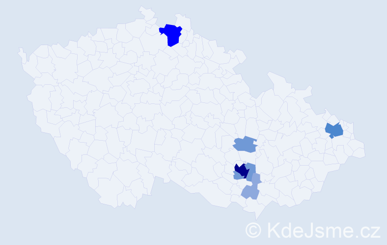 Příjmení: 'Kudynek', počet výskytů 19 v celé ČR