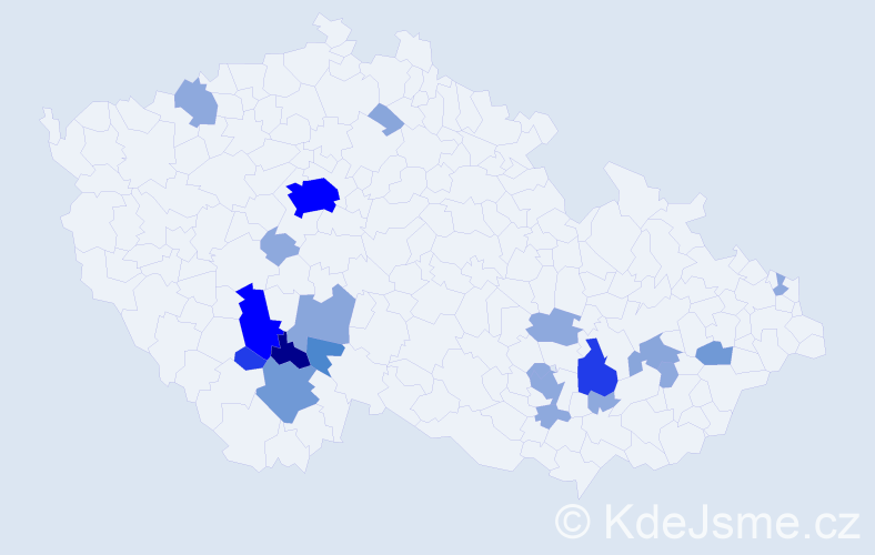 Příjmení: 'Krampl', počet výskytů 60 v celé ČR