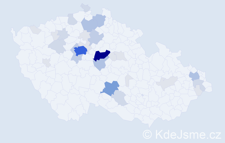 Příjmení: 'Koděrová', počet výskytů 102 v celé ČR