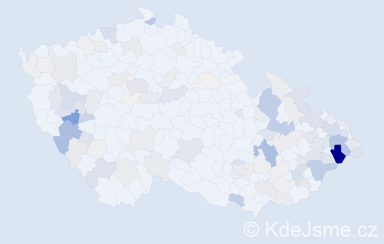 Příjmení: 'Kaňáková', počet výskytů 396 v celé ČR