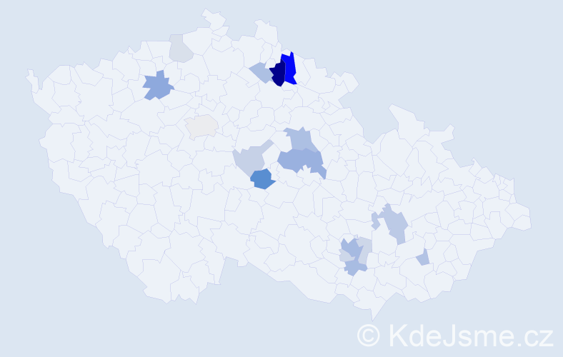 Příjmení: 'Novotková', počet výskytů 38 v celé ČR
