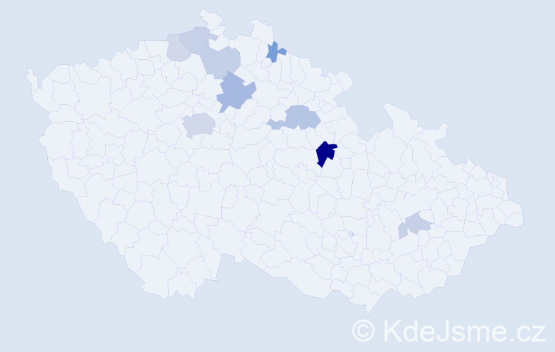 Příjmení: 'Tejnora', počet výskytů 21 v celé ČR