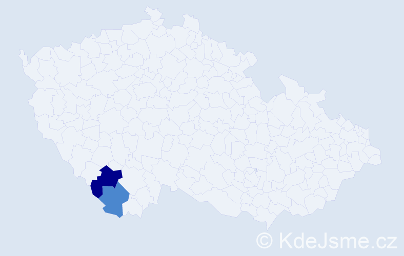 Příjmení: 'Mihaly', počet výskytů 13 v celé ČR