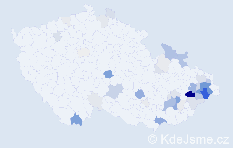 Příjmení: 'Blablová', počet výskytů 158 v celé ČR