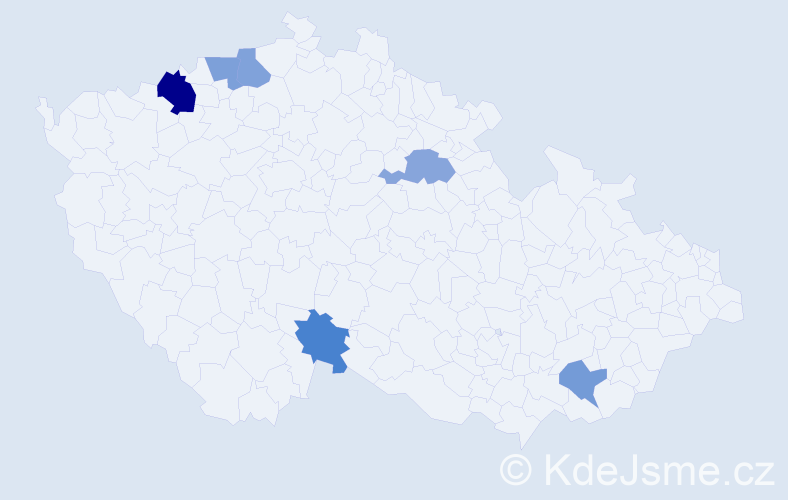 Příjmení: 'Áron', počet výskytů 8 v celé ČR