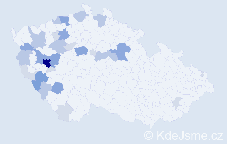 Příjmení: 'Kepl', počet výskytů 80 v celé ČR