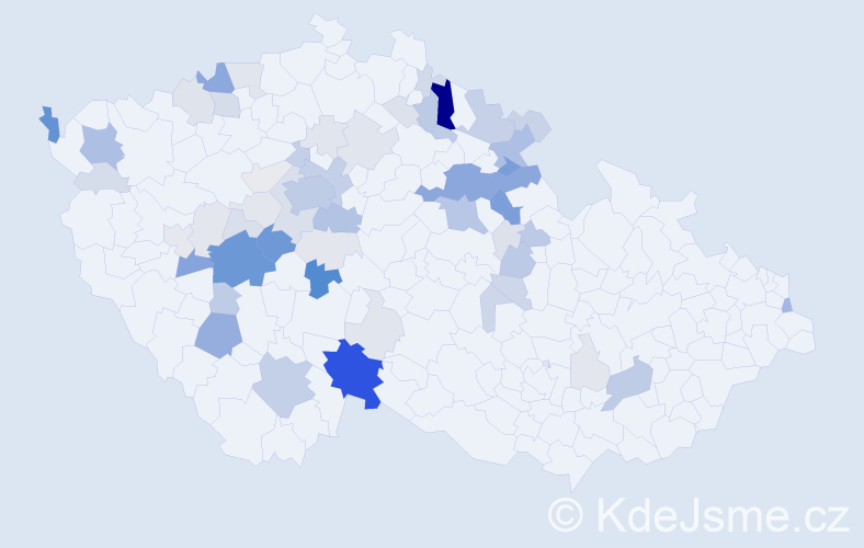 Příjmení: 'Boukal', počet výskytů 246 v celé ČR