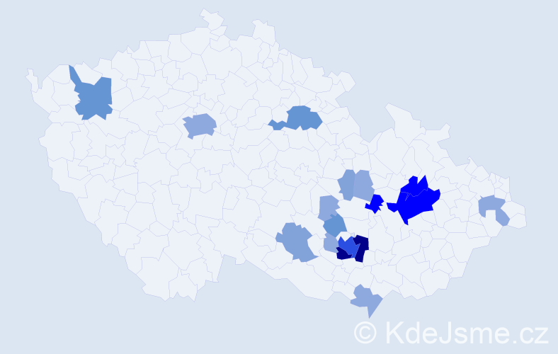 Příjmení: 'Havigerová', počet výskytů 50 v celé ČR