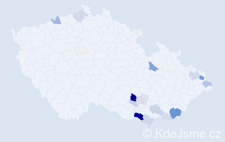Příjmení: 'Penčák', počet výskytů 73 v celé ČR