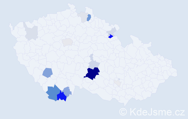Příjmení: 'Hable', počet výskytů 52 v celé ČR