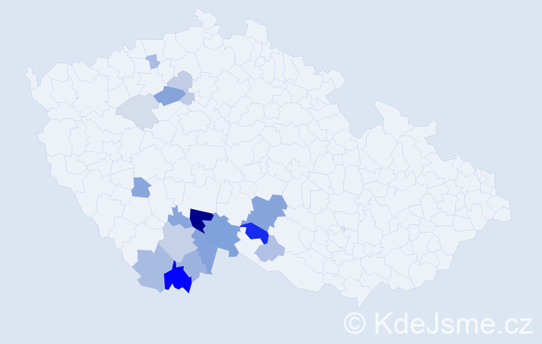 Příjmení: 'Turín', počet výskytů 43 v celé ČR