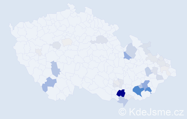 Příjmení: 'Vojtěšková', počet výskytů 164 v celé ČR