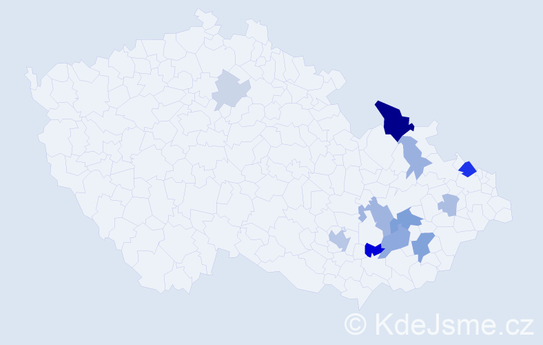 Příjmení: 'Zámoravec', počet výskytů 29 v celé ČR
