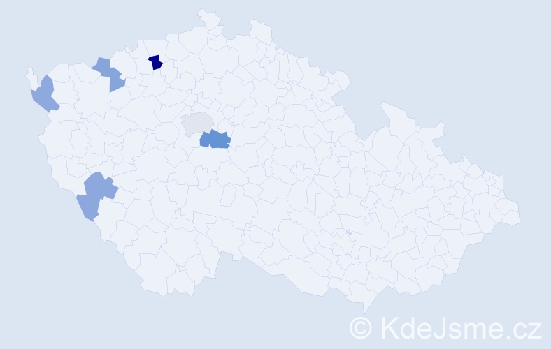 Příjmení: 'Tovt', počet výskytů 9 v celé ČR