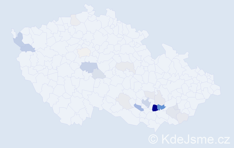 Příjmení: 'Tesáčková', počet výskytů 61 v celé ČR