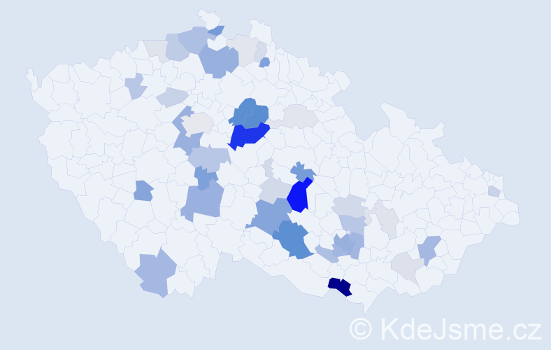 Příjmení: 'Škarvada', počet výskytů 125 v celé ČR