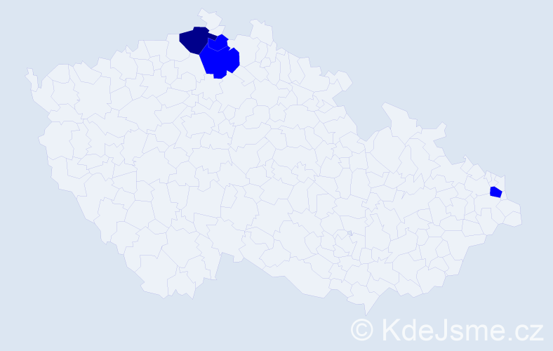 Příjmení: 'Bajak', počet výskytů 5 v celé ČR