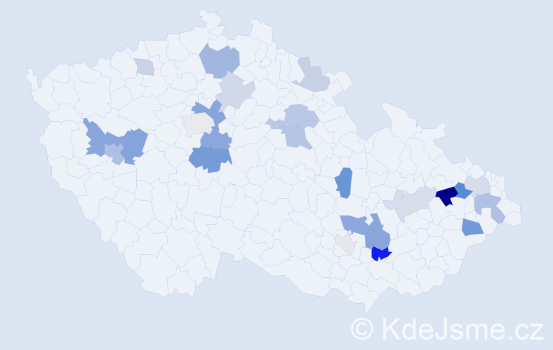 Příjmení: 'Kosa', počet výskytů 47 v celé ČR