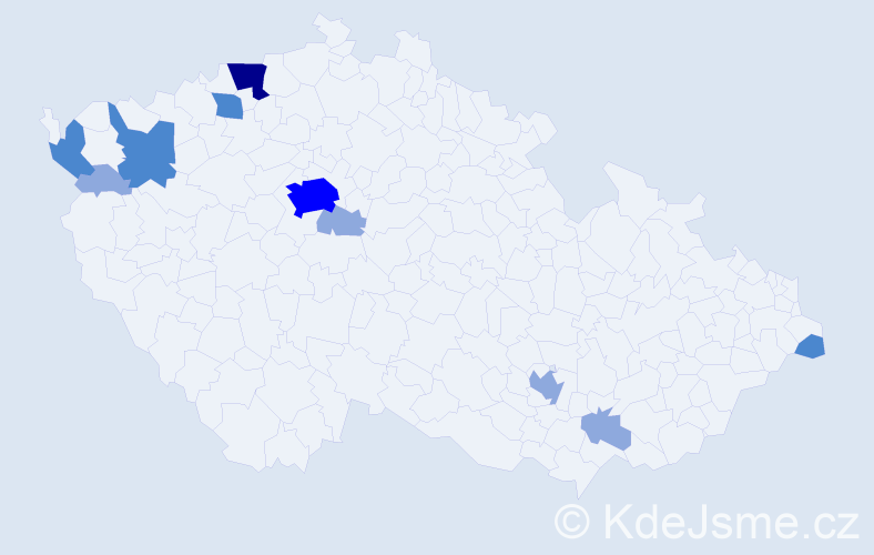 Příjmení: 'Maxim', počet výskytů 21 v celé ČR