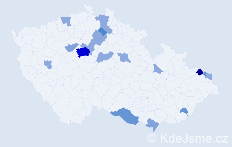 Příjmení: 'Koska', počet výskytů 43 v celé ČR