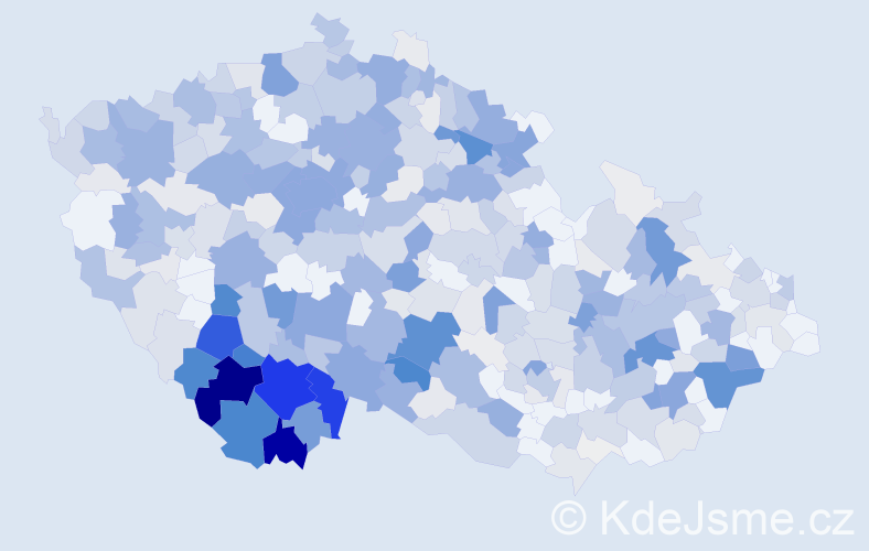 Příjmení: 'Mikeš', počet výskytů 2381 v celé ČR