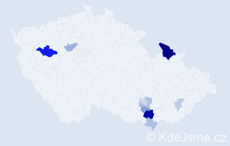 Příjmení: 'Novotňák', počet výskytů 20 v celé ČR