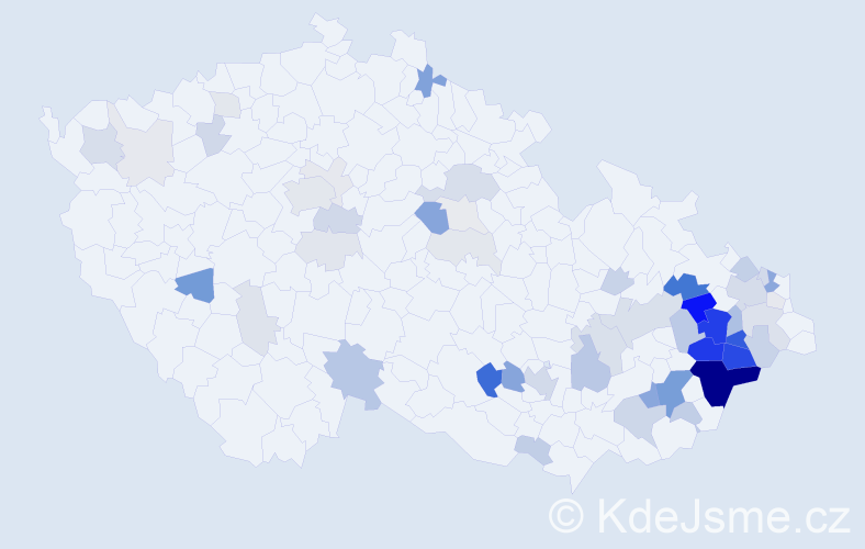 Příjmení: 'Kamas', počet výskytů 200 v celé ČR