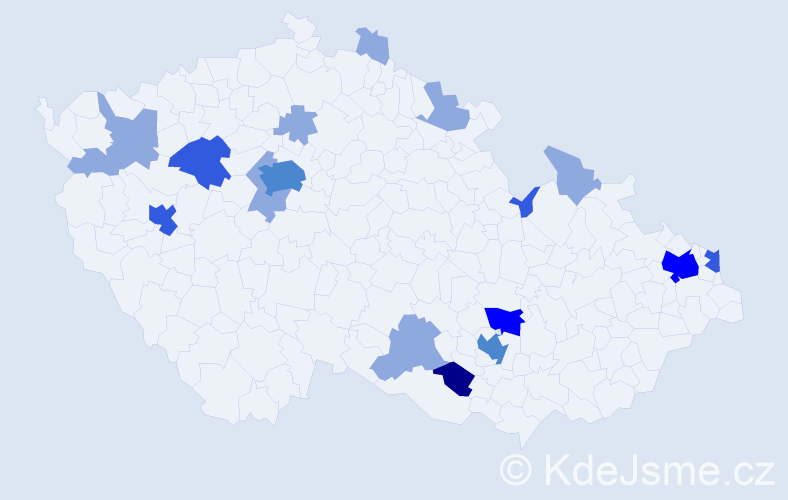 Příjmení: 'Kiselová', počet výskytů 38 v celé ČR
