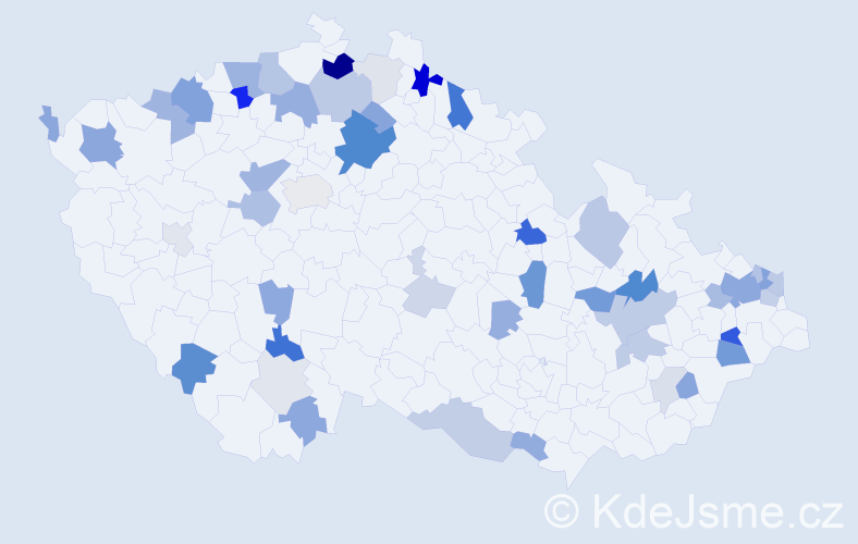 Příjmení: 'Deák', počet výskytů 126 v celé ČR