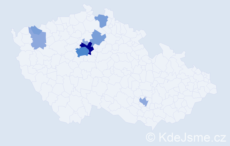 Příjmení: 'Mišner', počet výskytů 19 v celé ČR