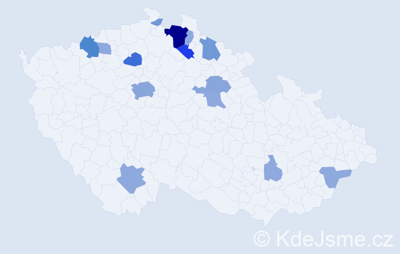 Příjmení: 'Hek', počet výskytů 43 v celé ČR