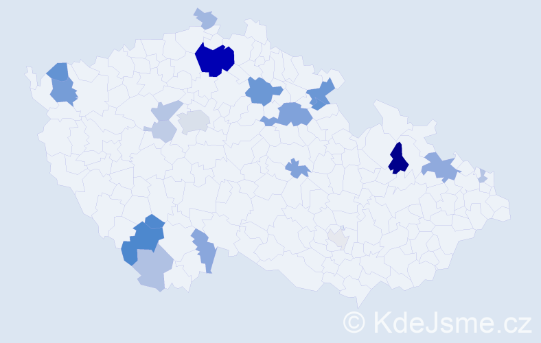 Příjmení: 'Sztojková', počet výskytů 55 v celé ČR