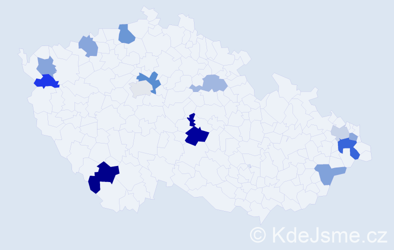 Příjmení: 'Barcziová', počet výskytů 20 v celé ČR