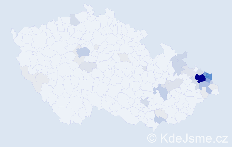 Příjmení: 'Kempný', počet výskytů 195 v celé ČR