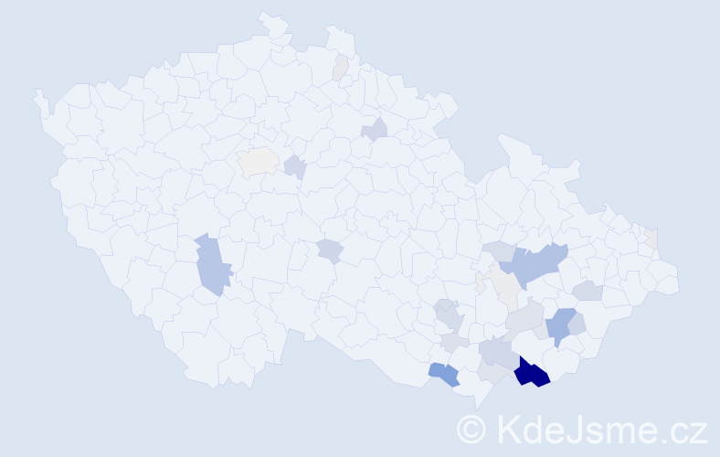 Příjmení: 'Křížan', počet výskytů 97 v celé ČR