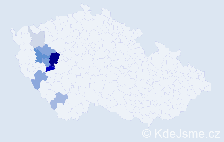 Příjmení: 'Prantnerová', počet výskytů 27 v celé ČR